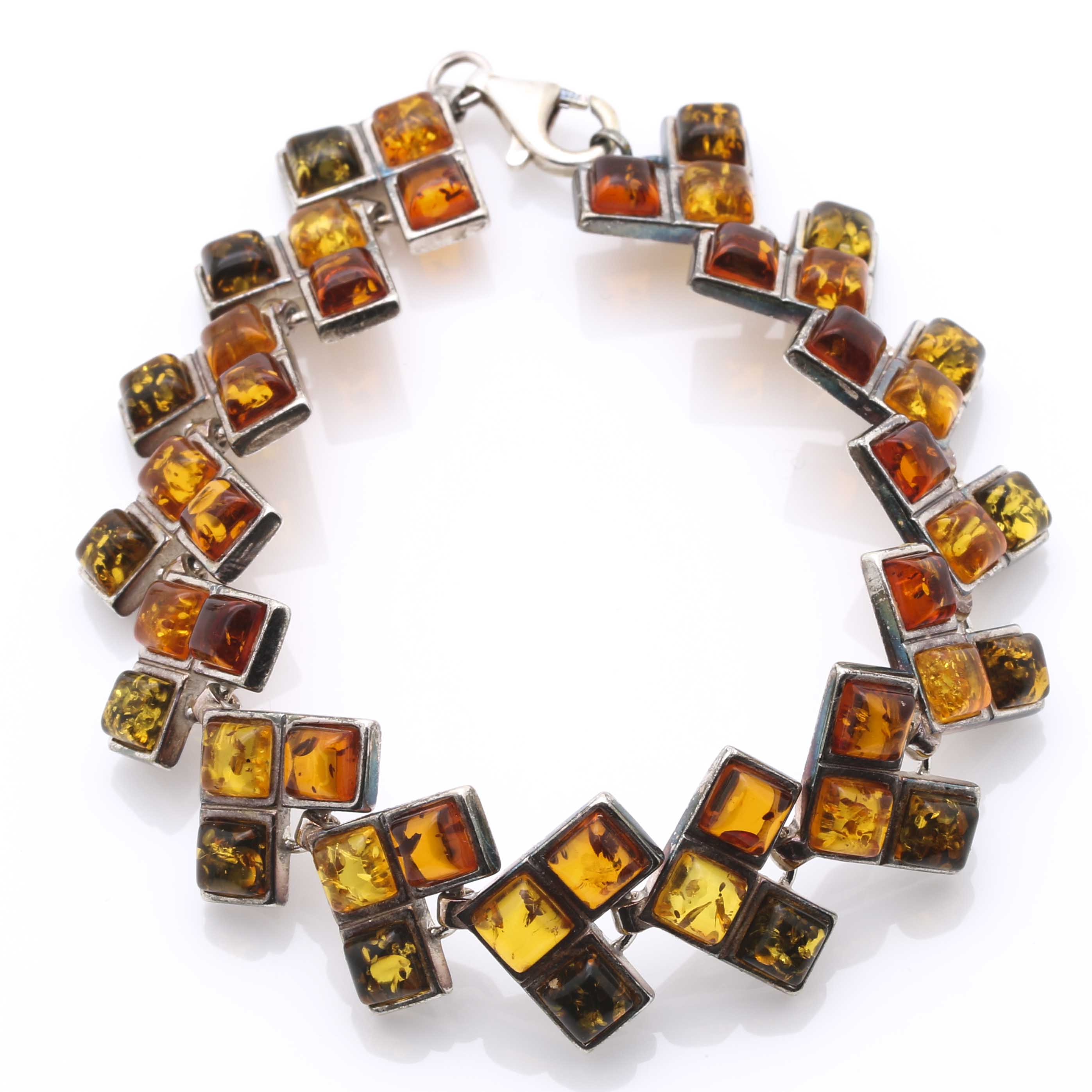 Sterling Silver Amber Bracelet and Earrings