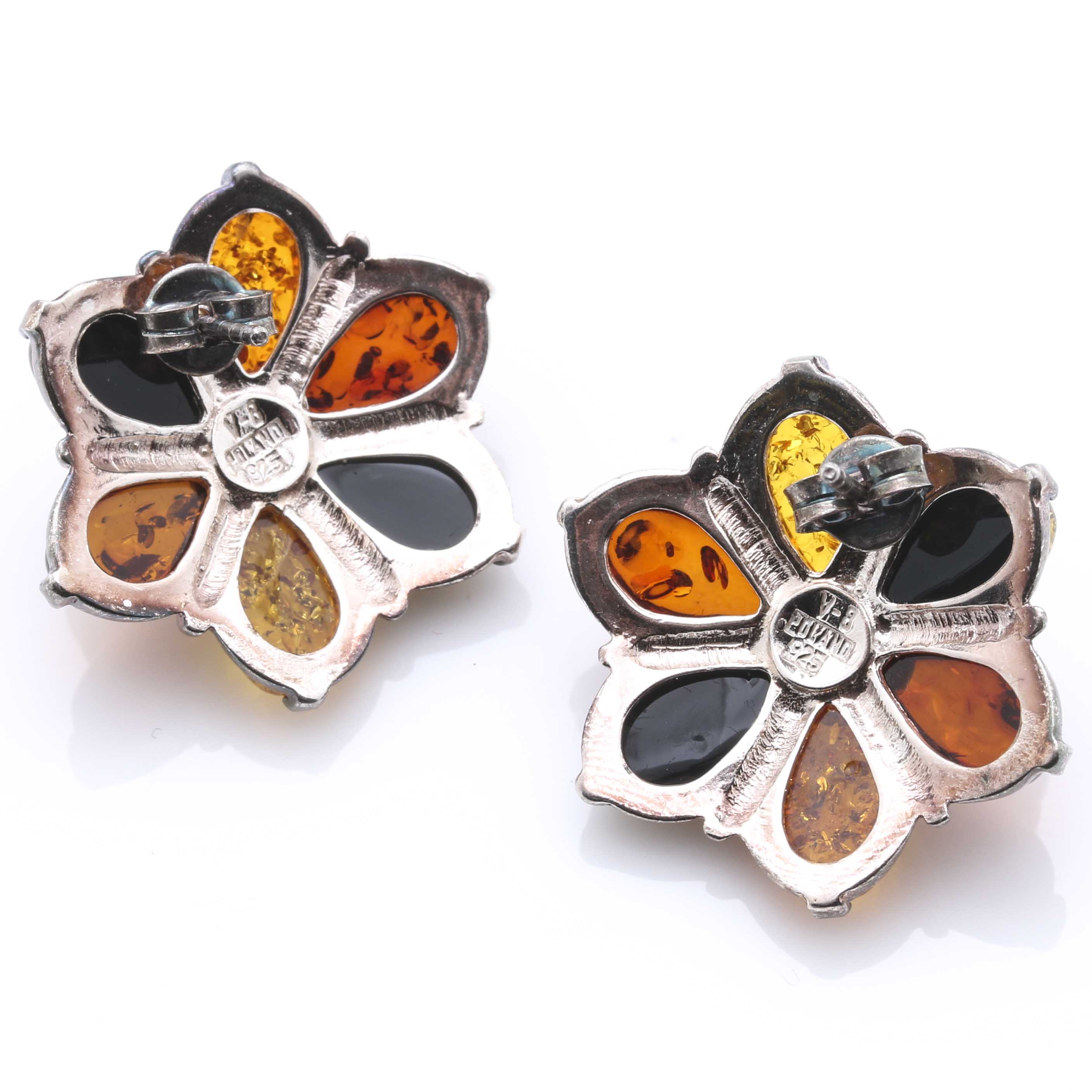 Sterling Silver Amber Bracelet and Earrings