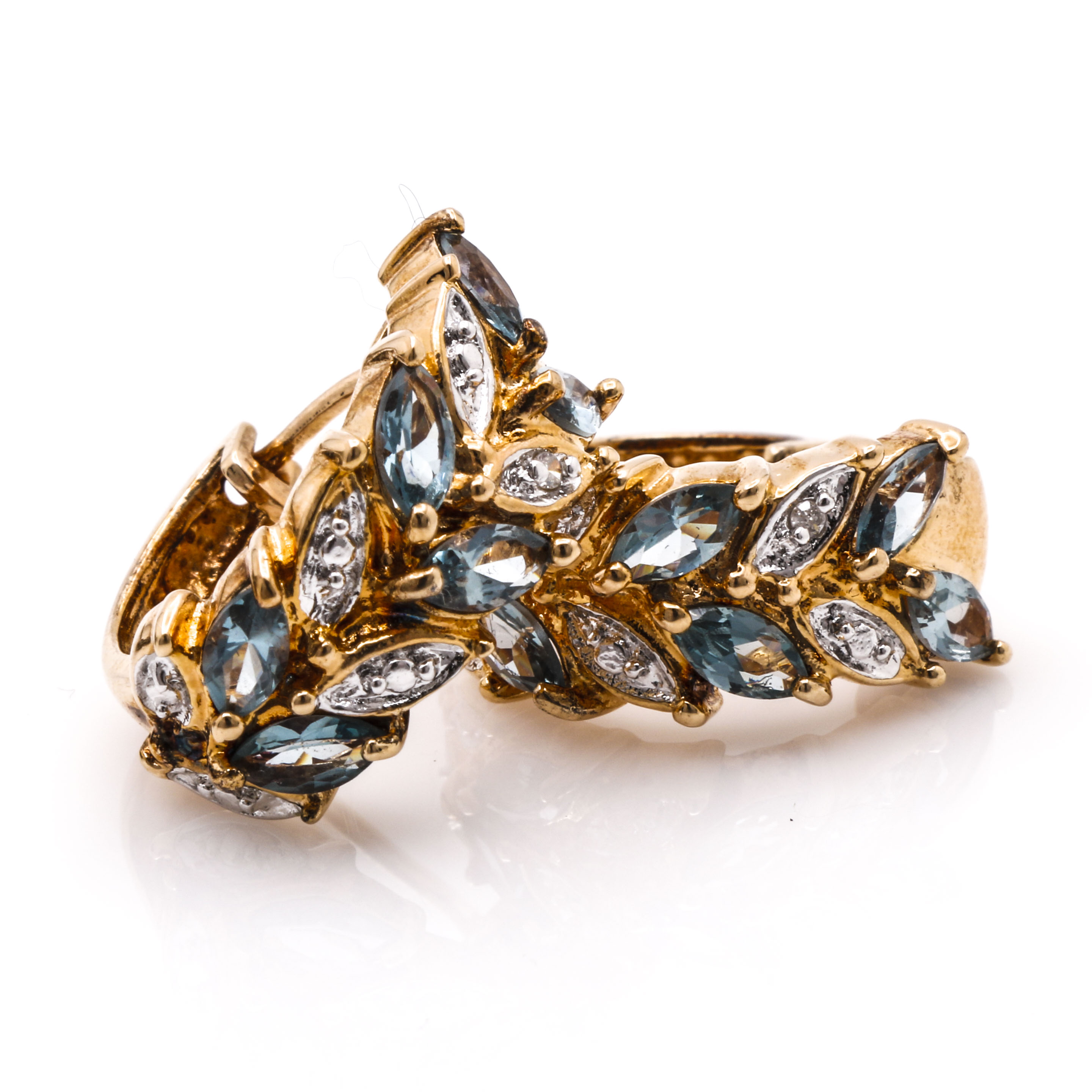 Sterling Silver Spinel and Diamond Foliate Demi Parure