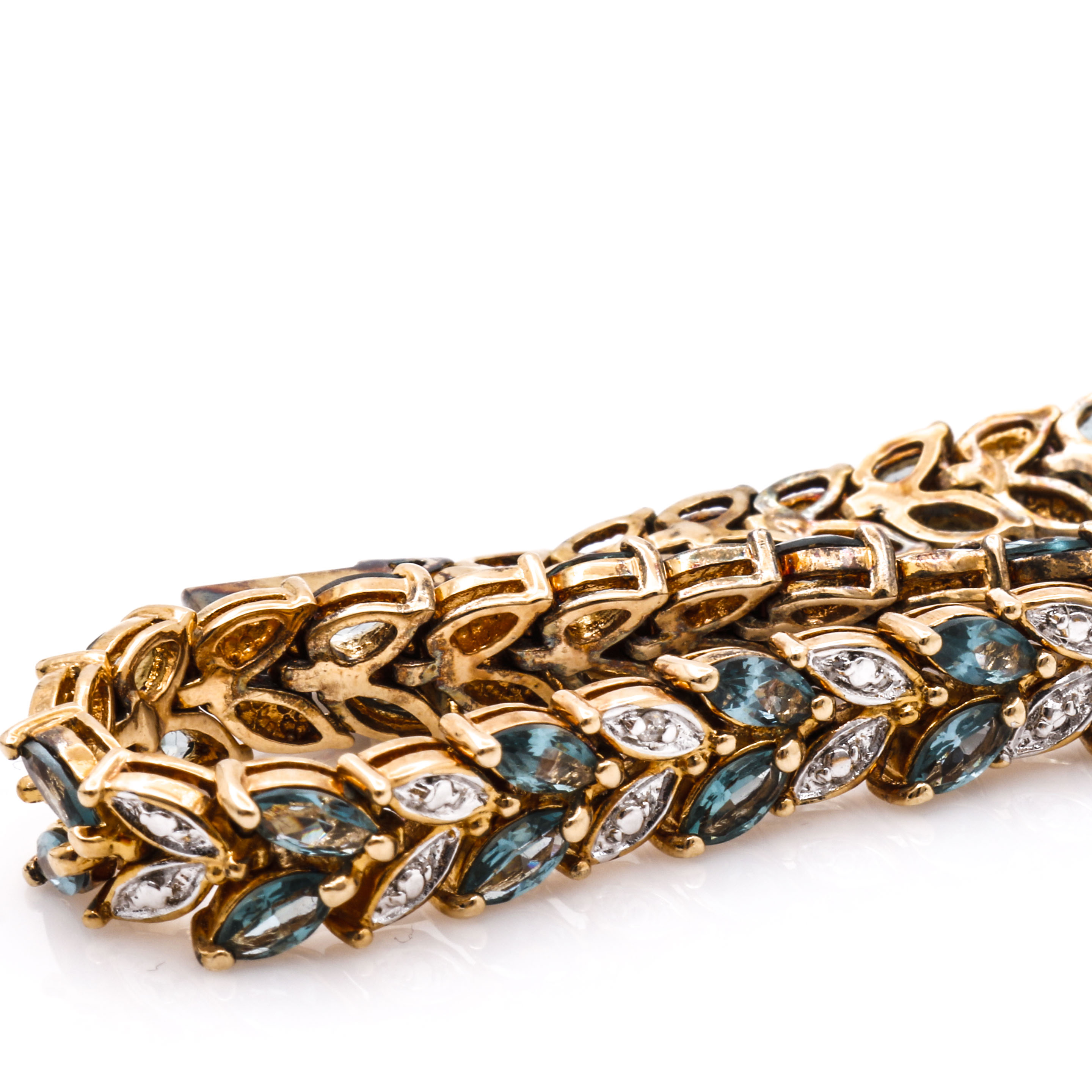 Sterling Silver Spinel and Diamond Foliate Demi Parure