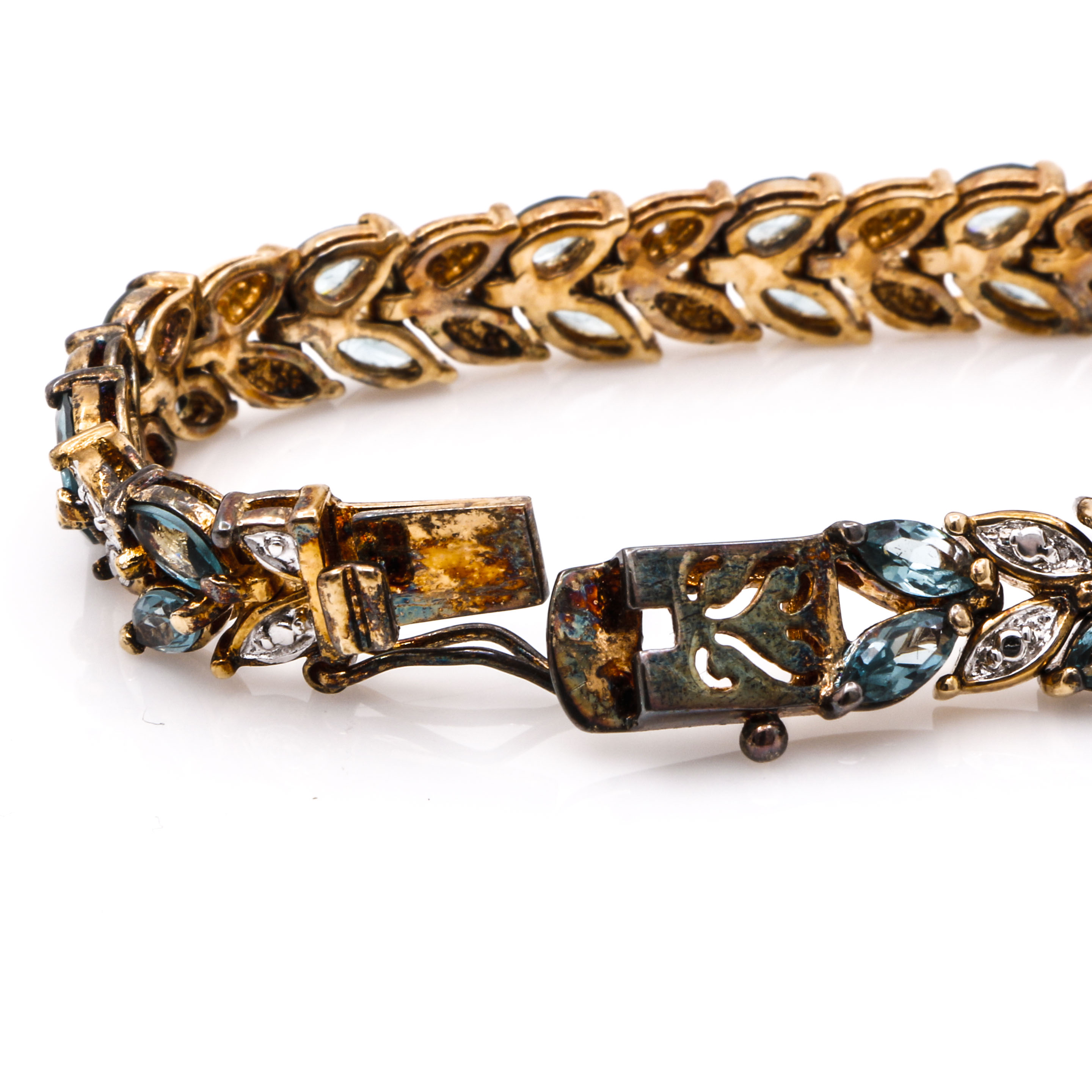 Sterling Silver Spinel and Diamond Foliate Demi Parure