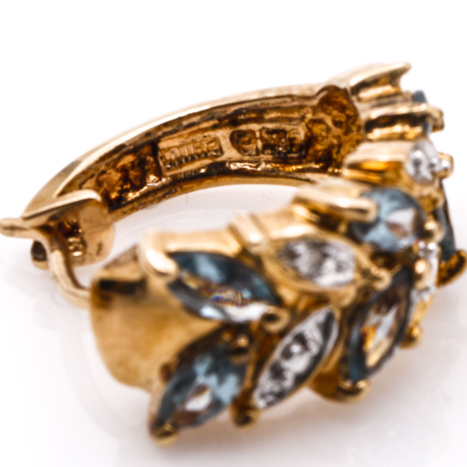 Sterling Silver Spinel and Diamond Foliate Demi Parure