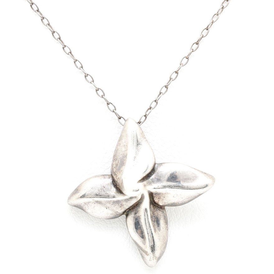 Tiffany & Co. Sterling Silver Floral Pendant Necklace