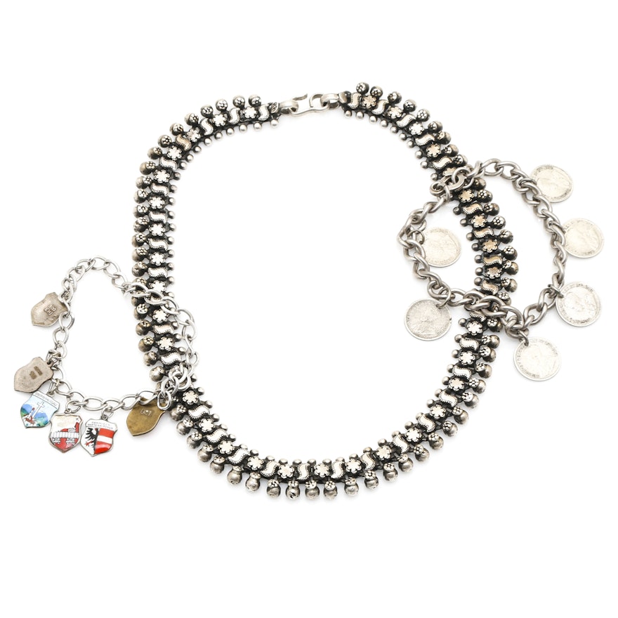 Sterling Silver Necklace With Bracelets