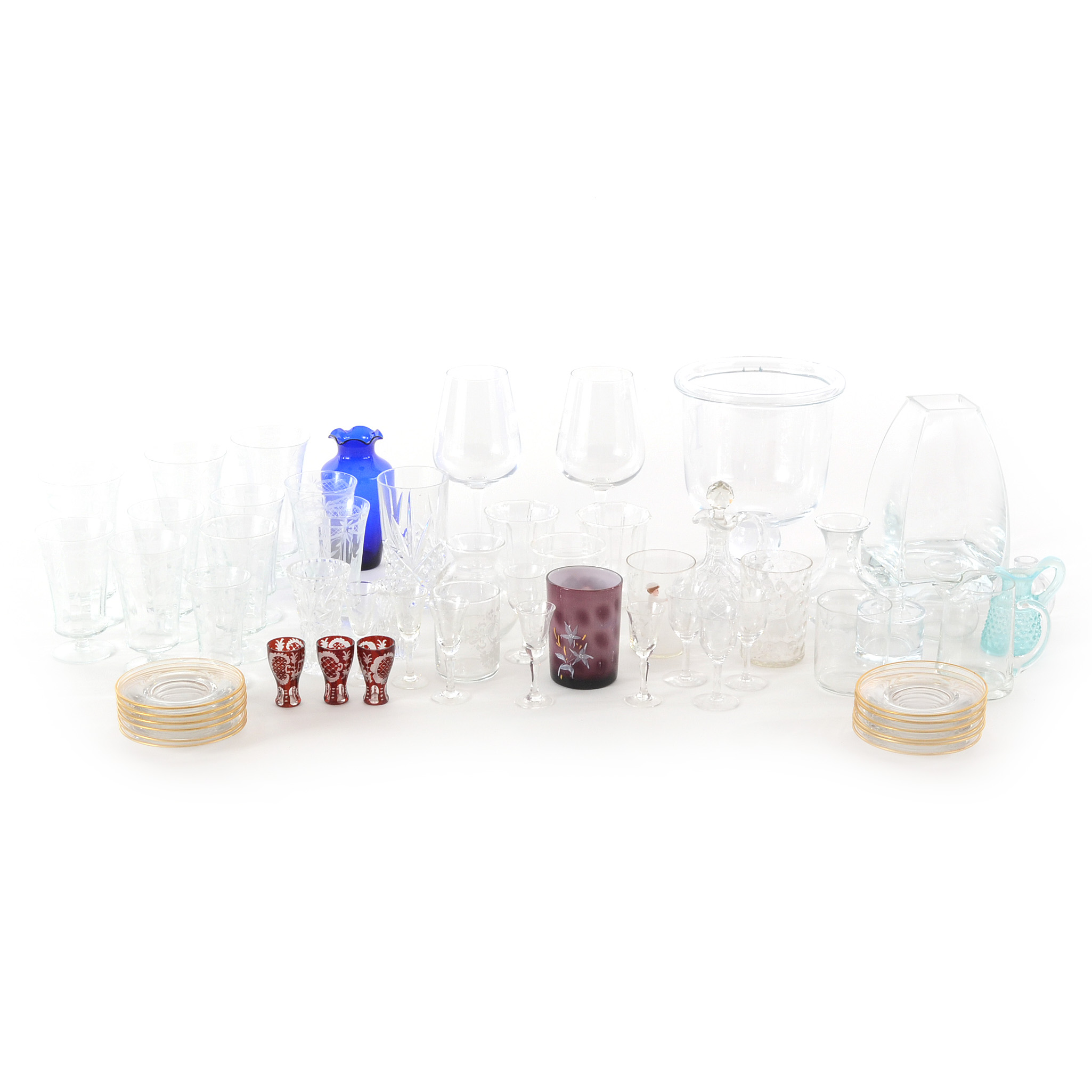 Group of Blown and Etched Glass