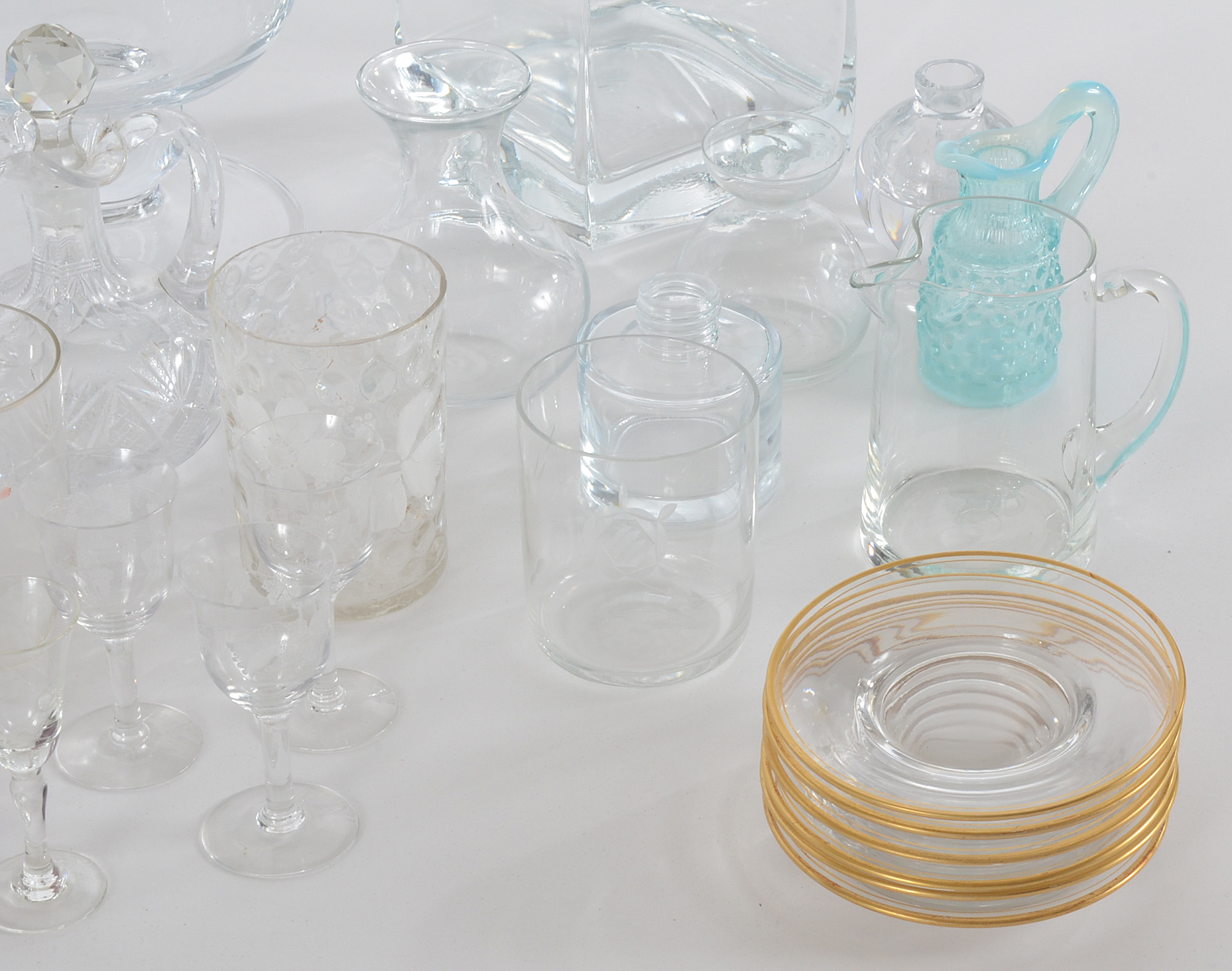 Group of Blown and Etched Glass