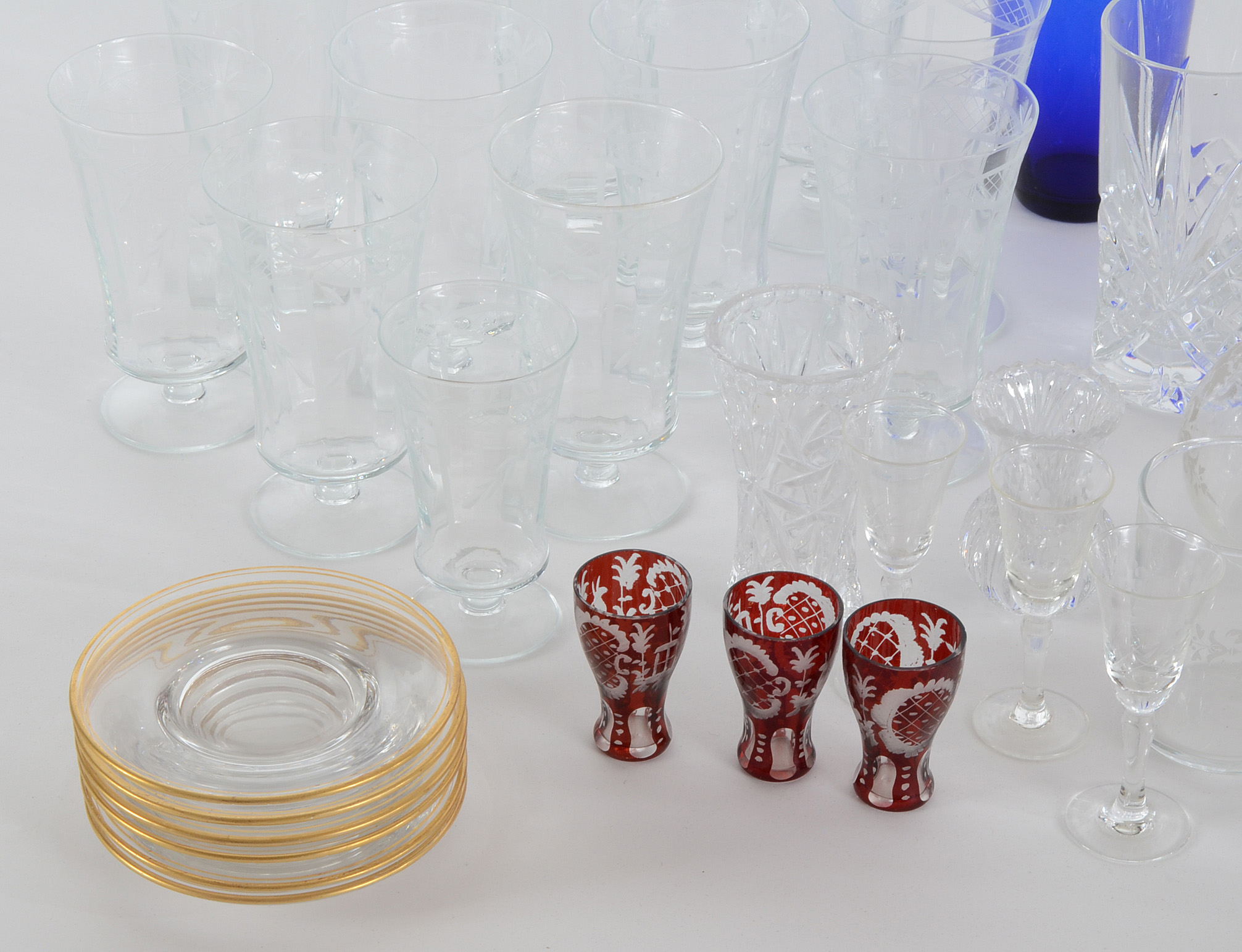 Group of Blown and Etched Glass