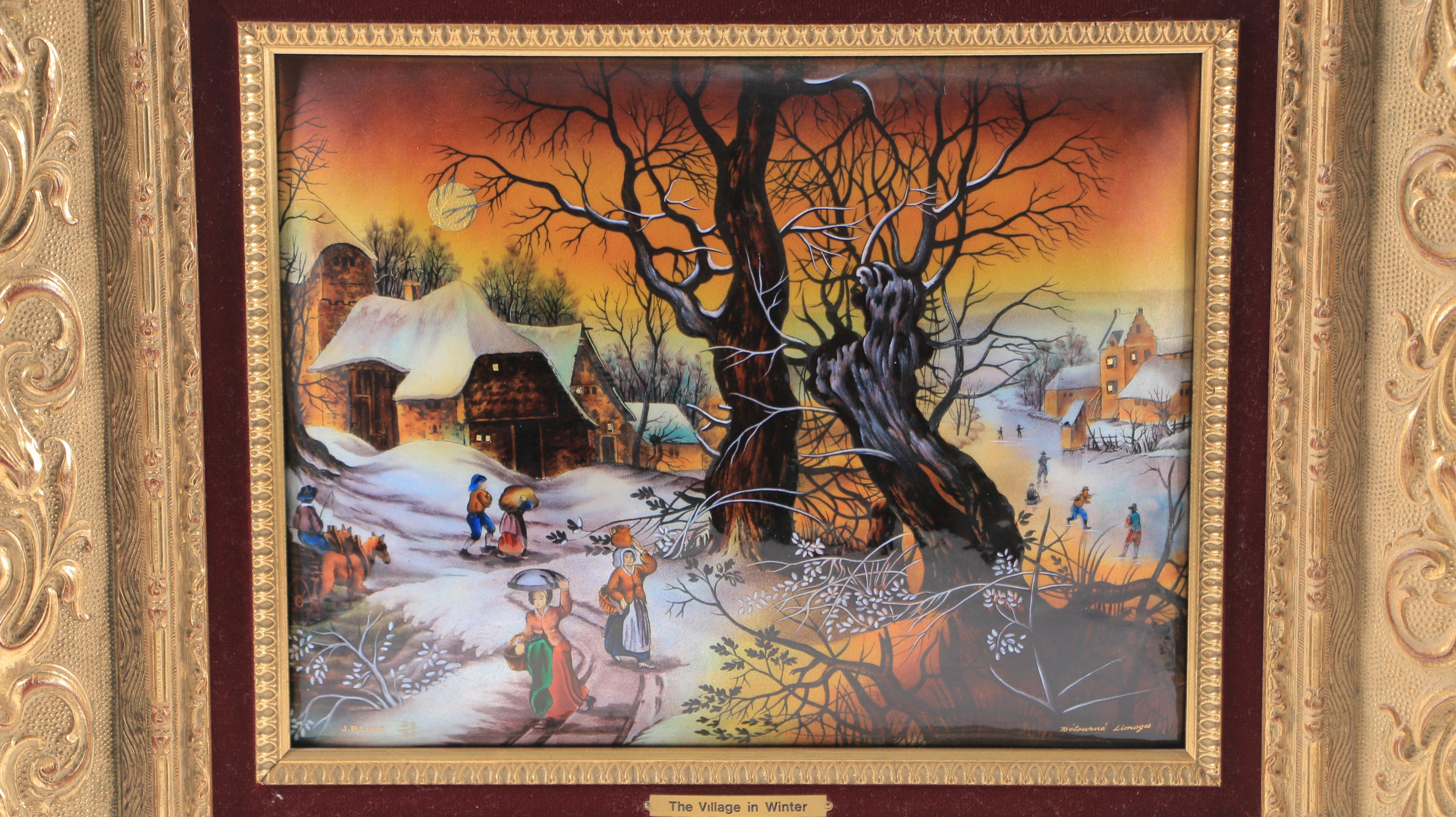 Bétourné Limoges J.P. Loup Limited Edition Enamel on Copper "The Village in Winter"
