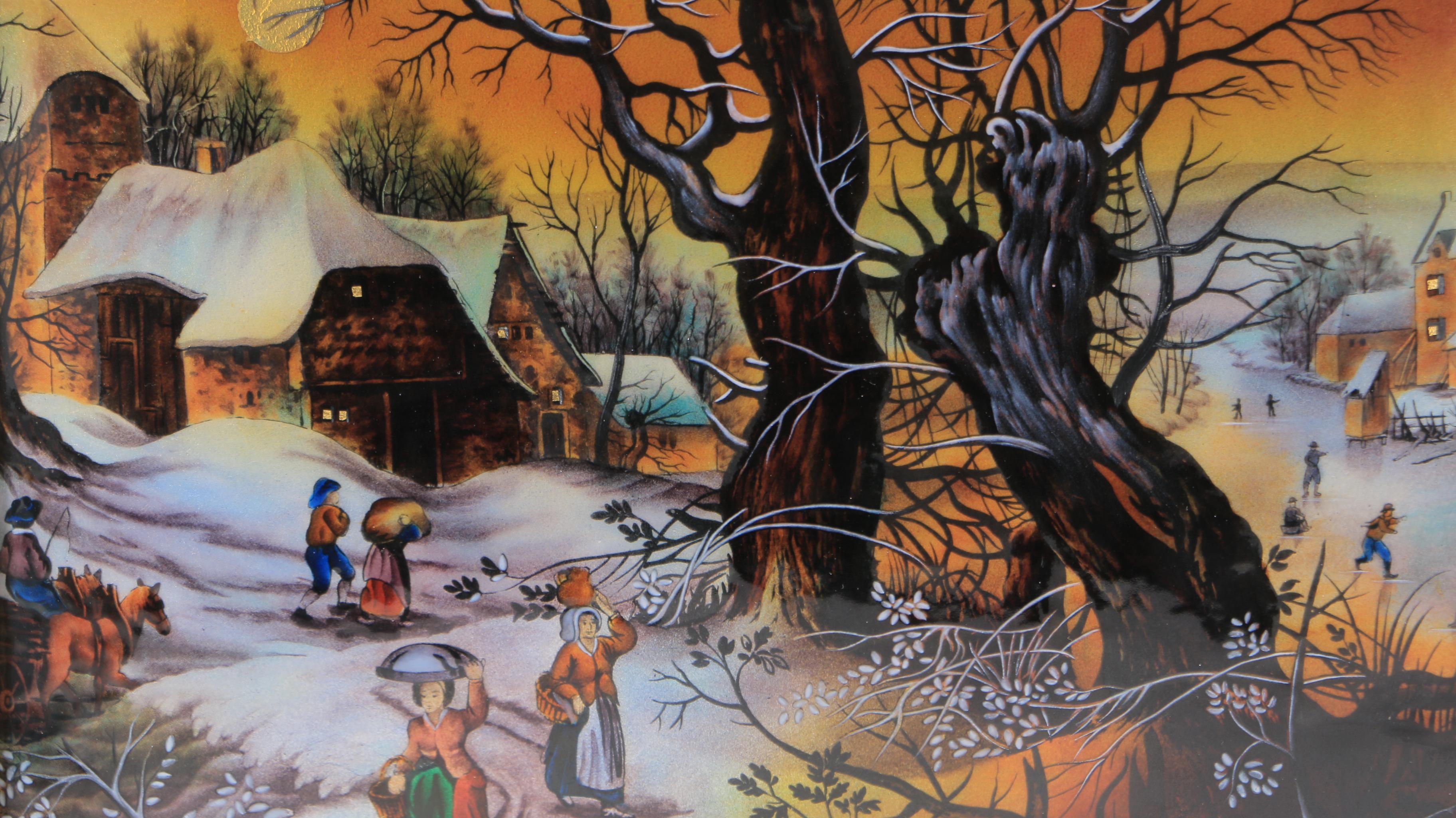 Bétourné Limoges J.P. Loup Limited Edition Enamel on Copper "The Village in Winter"