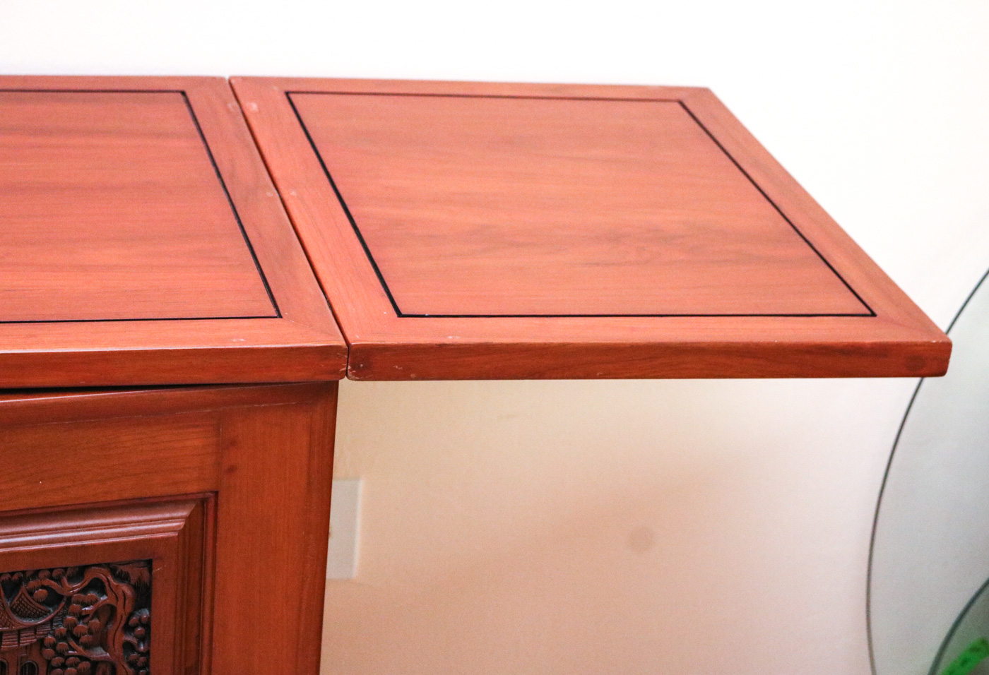 Chinese Inspired Carved Wooden Wine Cabinet