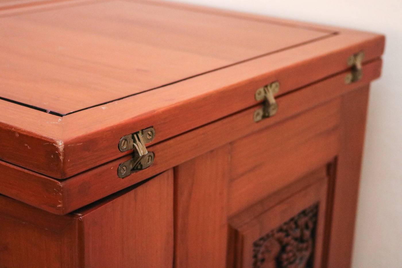 Chinese Inspired Carved Wooden Wine Cabinet