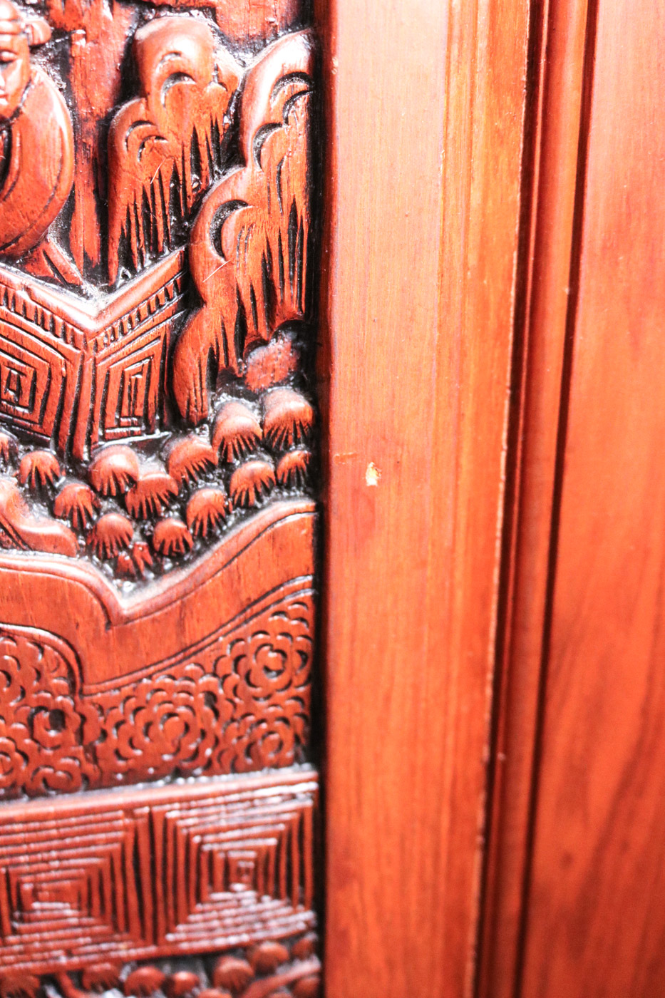Chinese Inspired Carved Wooden Wine Cabinet