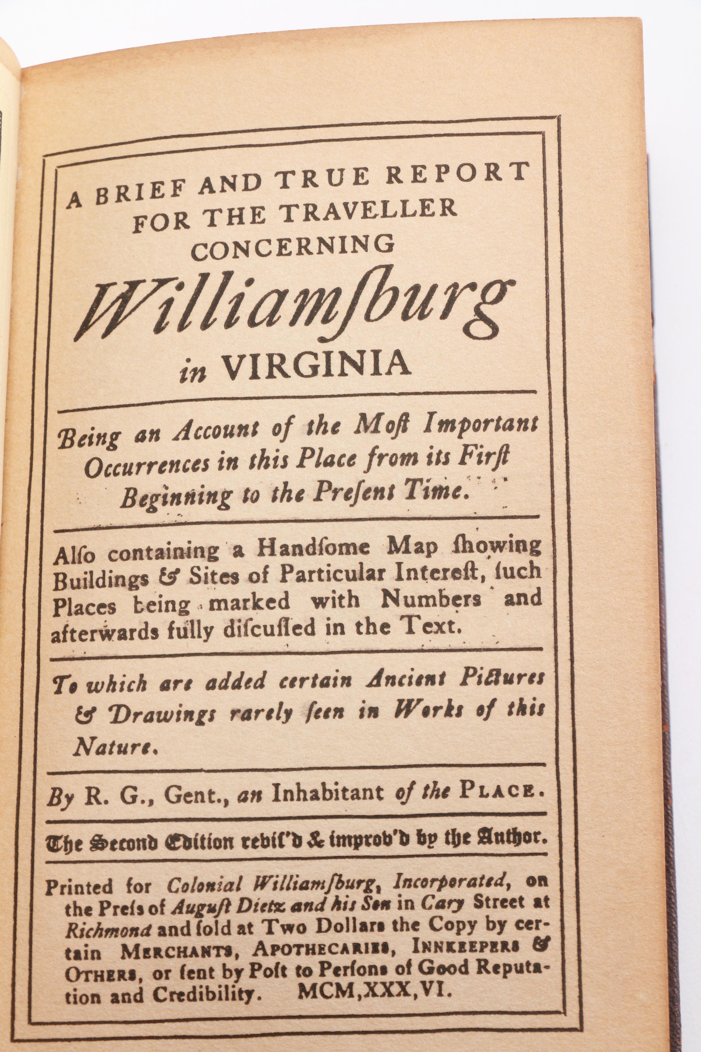 "Williamsburg In Virginia" by R.G, Gent