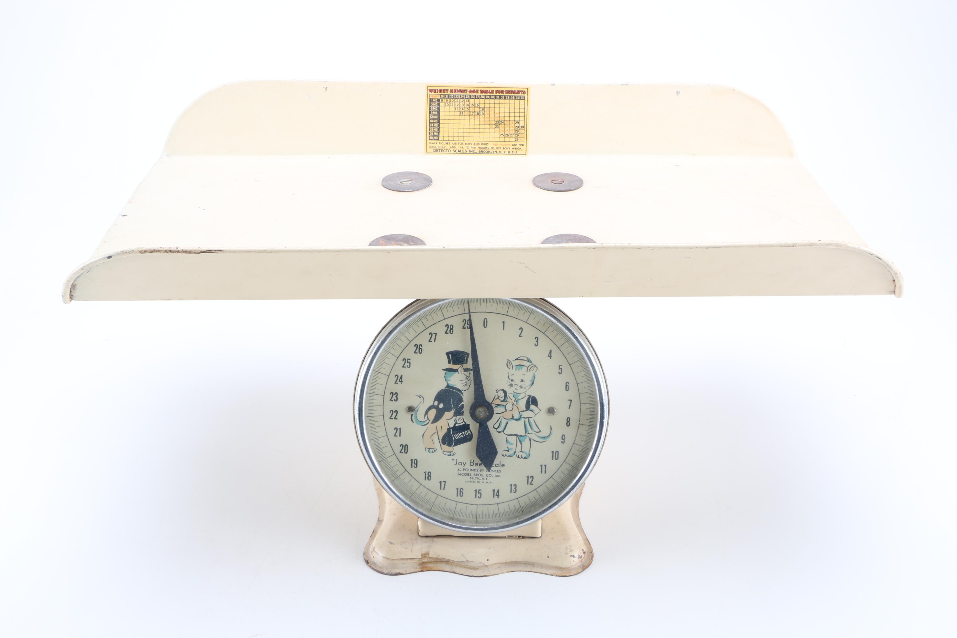 Vintage "Jay Bee" Baby Scale and Baby Basket