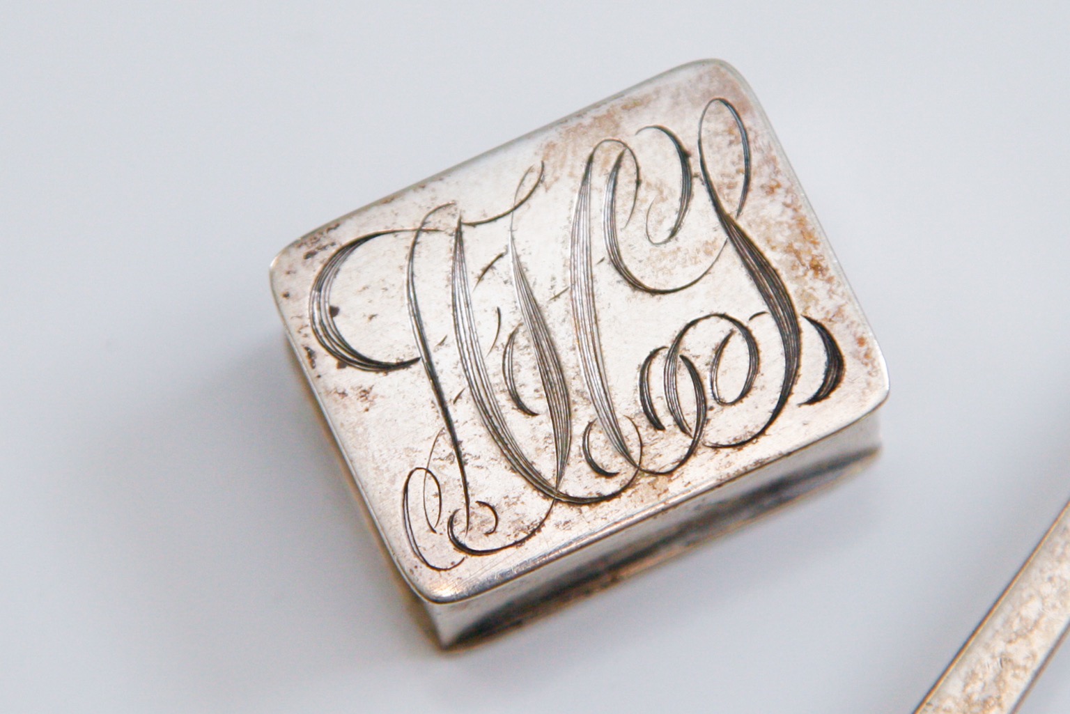 Sterling Silver Teaspoon and Monogrammed Pillbox