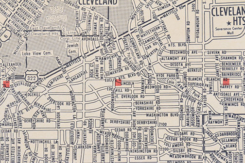 Vintage Cleveland Metro Area Map
