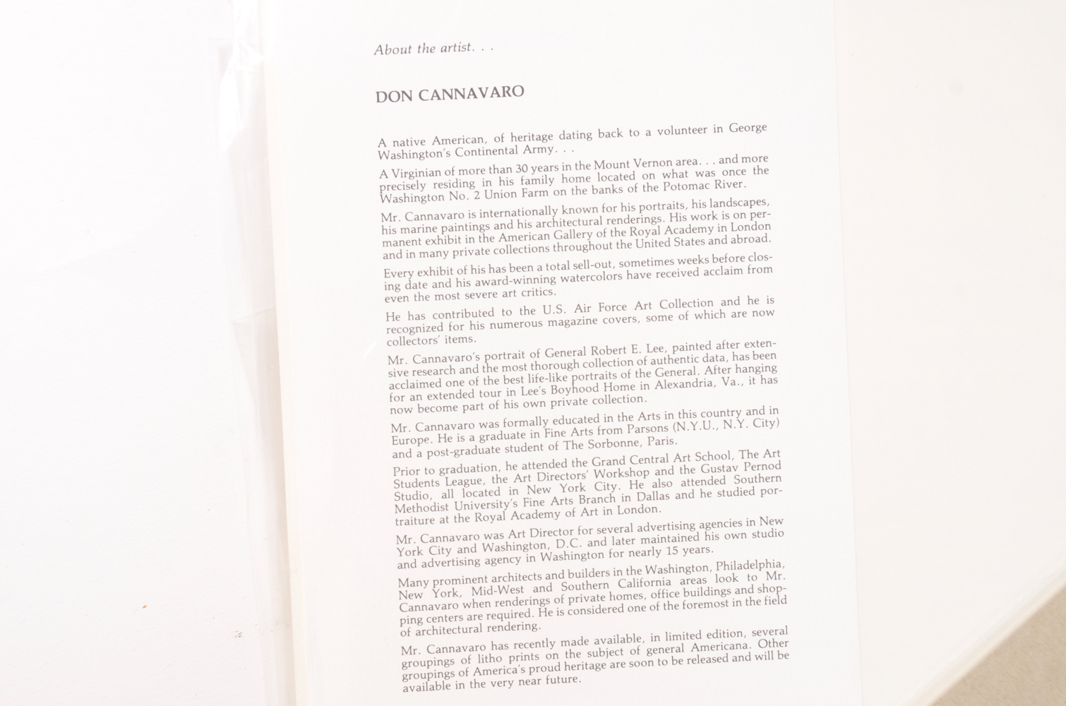 Signed Don Cannavaro Washington D.C. Landmark Prints