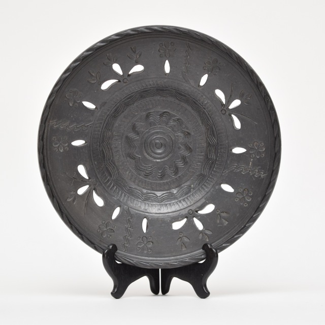 Signed Black Hungarian Art Pottery Bowl From Mohacs