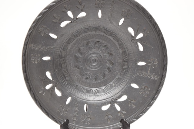 Signed Black Hungarian Art Pottery Bowl From Mohacs