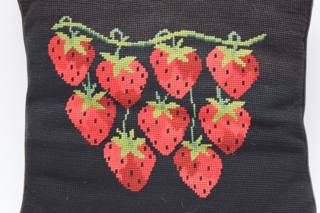 Needlepoint Strawberry Pillow