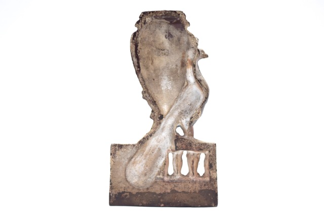 Hubley Art Nouveau Peacock and Urn Cast Iron Doorstop, Circa 1910