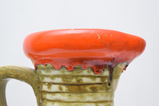 Oversize Mid-Twentieth Century Bay Keramik Fat Lava Pitcher