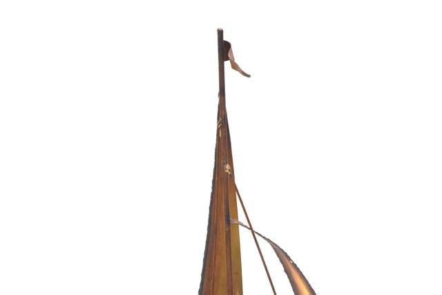 Signed Brass Sailboat Sculpture