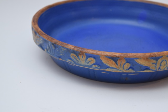 Vintage Blue Clay City Pottery Pie Plate