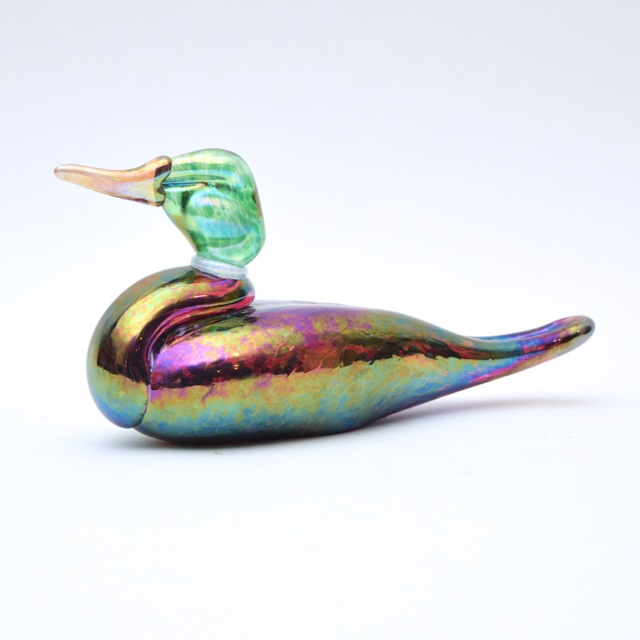 Signed Art Glass Mallard by Bruce Dimitruk of Vines Studio