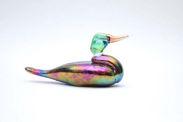 Signed Art Glass Mallard by Bruce Dimitruk of Vines Studio