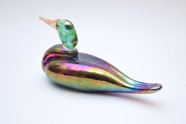 Signed Art Glass Mallard by Bruce Dimitruk of Vines Studio