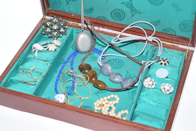 Vintage Cherry Jewelry Box with Costume Jewelry