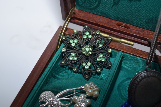 Vintage Cherry Jewelry Box with Costume Jewelry