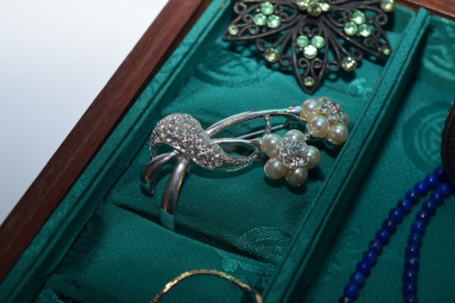 Vintage Cherry Jewelry Box with Costume Jewelry