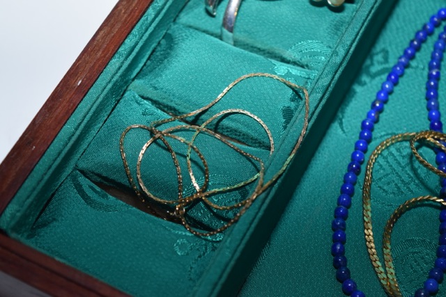 Vintage Cherry Jewelry Box with Costume Jewelry