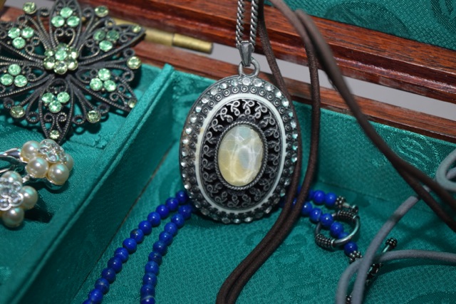 Vintage Cherry Jewelry Box with Costume Jewelry