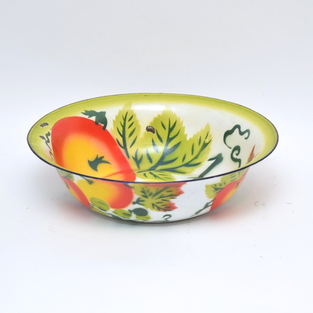 Large Vintage Enamel Fruit and Vegetable Style Bowl
