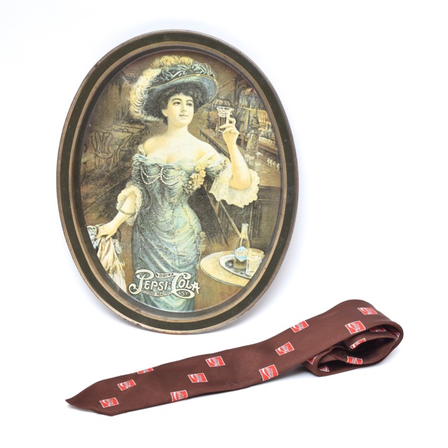 Vintage Pepsi-Cola Tray and Coca-Cola Tie