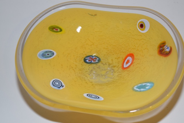 Murano Style Art Glass Paperweight and Millefiori Candy Dish