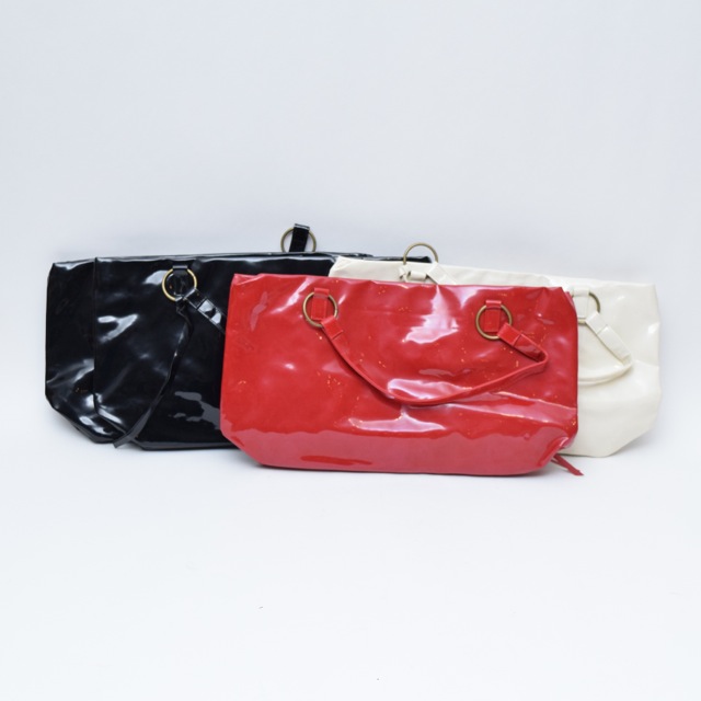 Neiman Marcus Faux Patent Shopper Totes