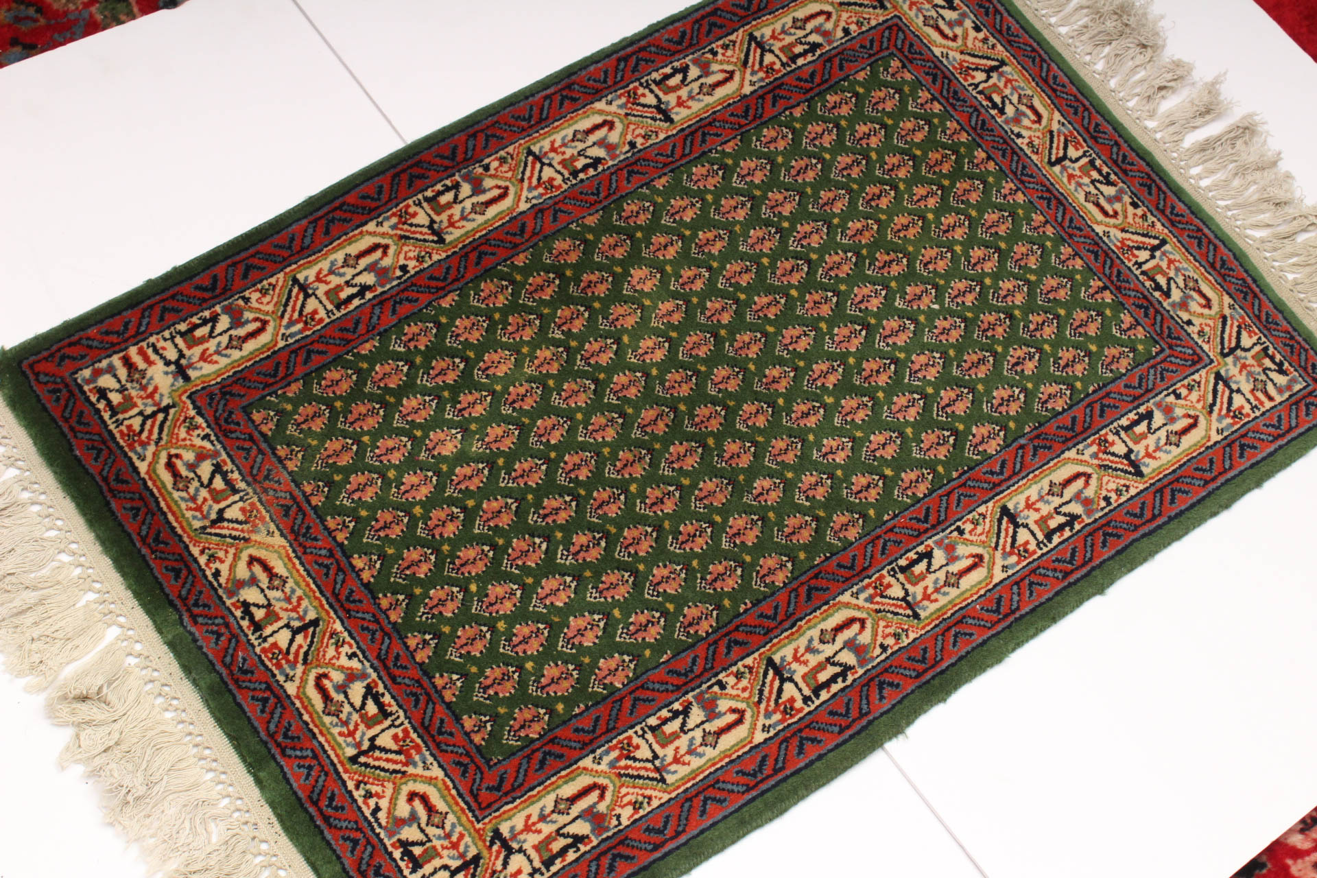 Hand-Knotted Kaimuri Indian Senneh Serabend-Style Accent Rug