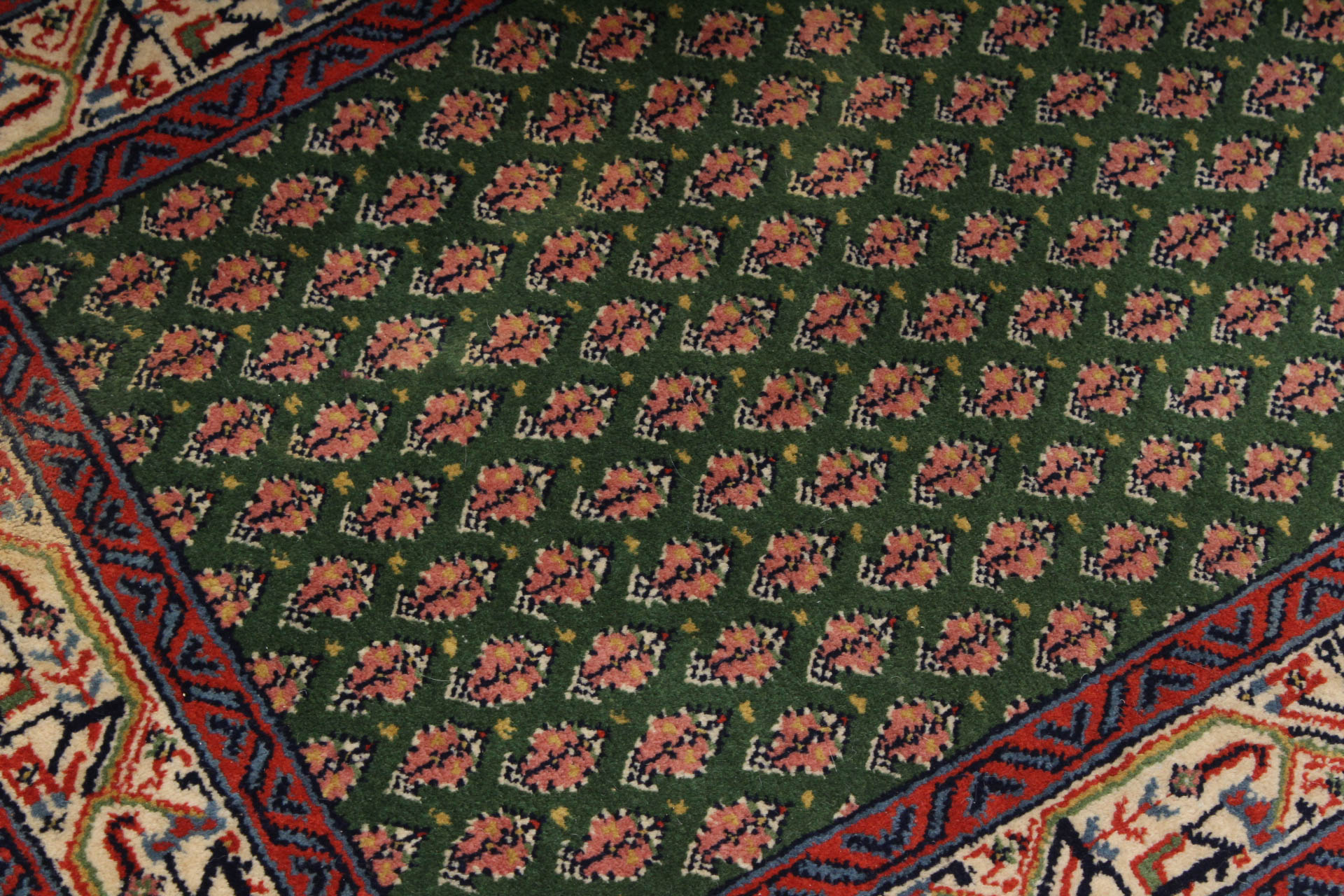 Hand-Knotted Kaimuri Indian Senneh Serabend-Style Accent Rug