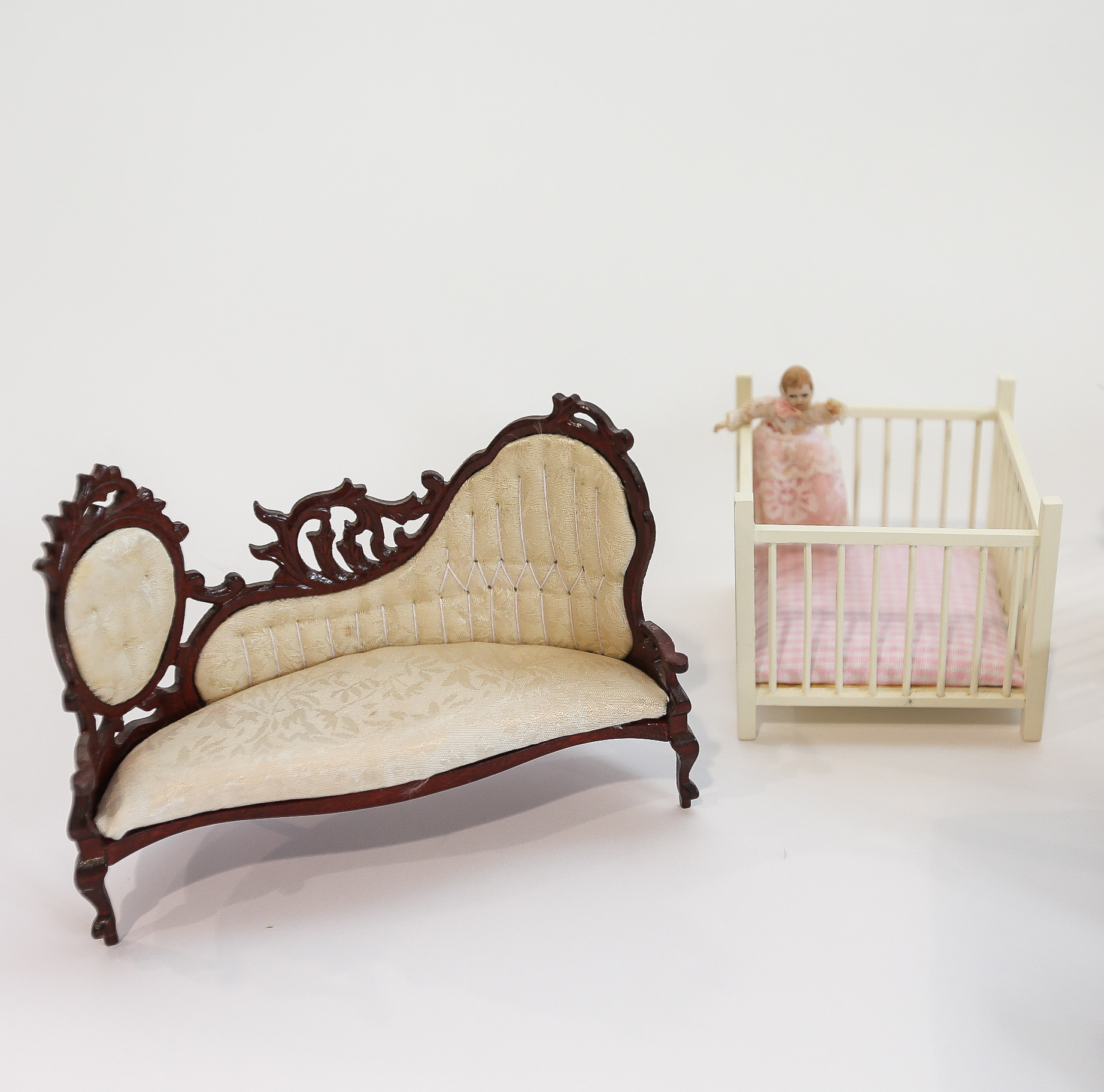 Wooden Doll House and Furniture