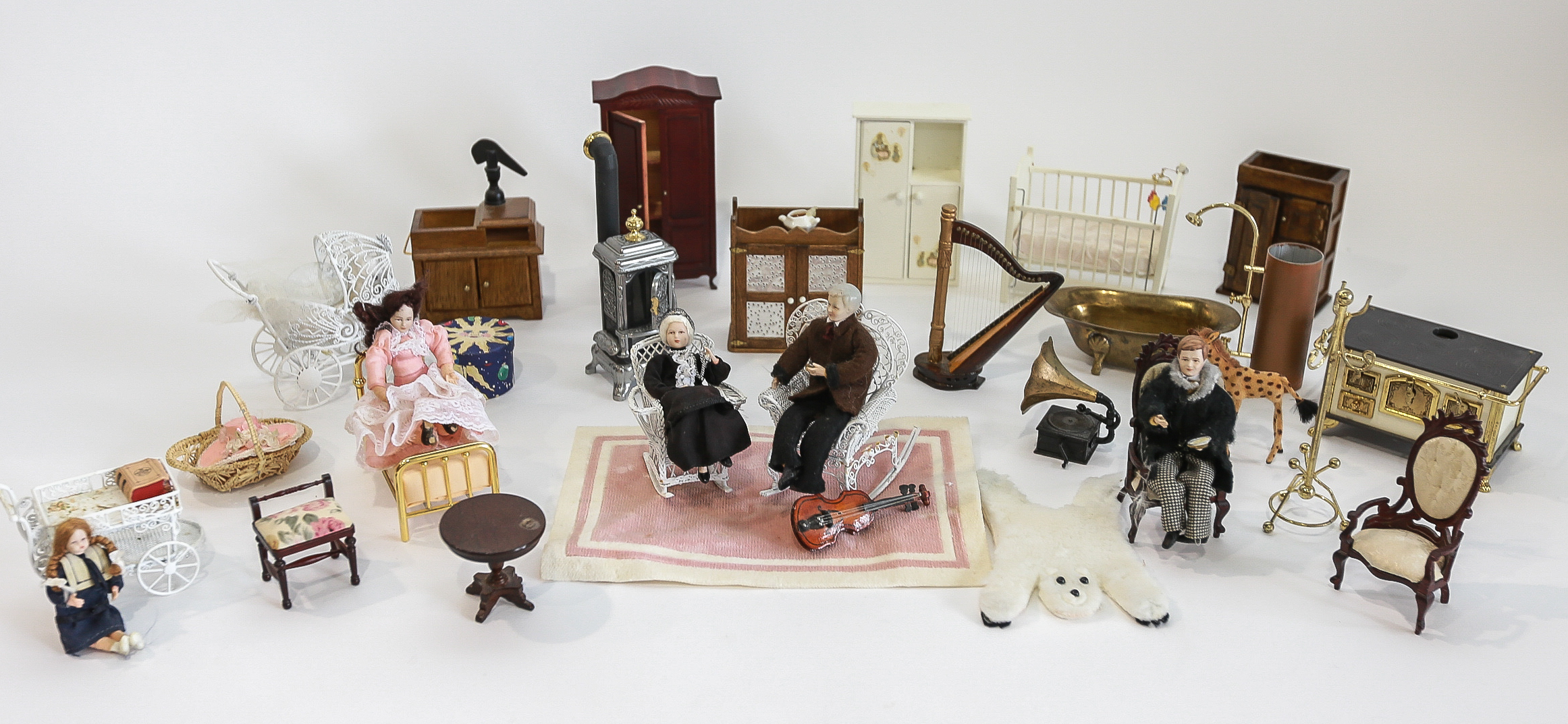 Wooden Doll House and Furniture