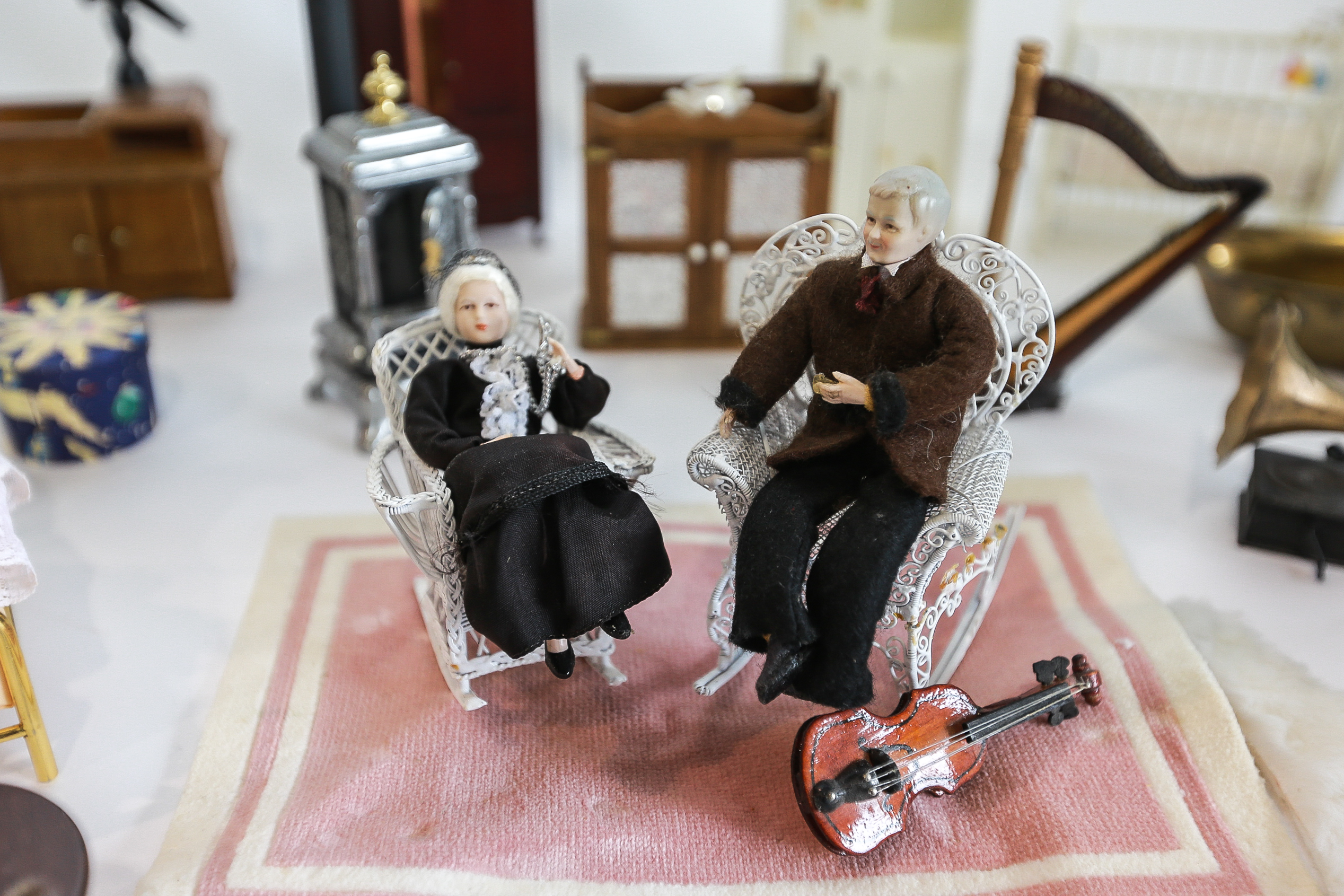 Wooden Doll House and Furniture