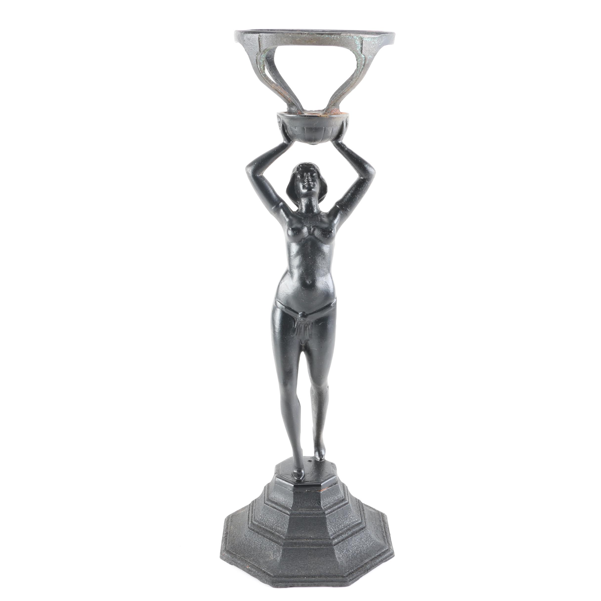 Art Deco Cast Metal Ash Receiver Stand