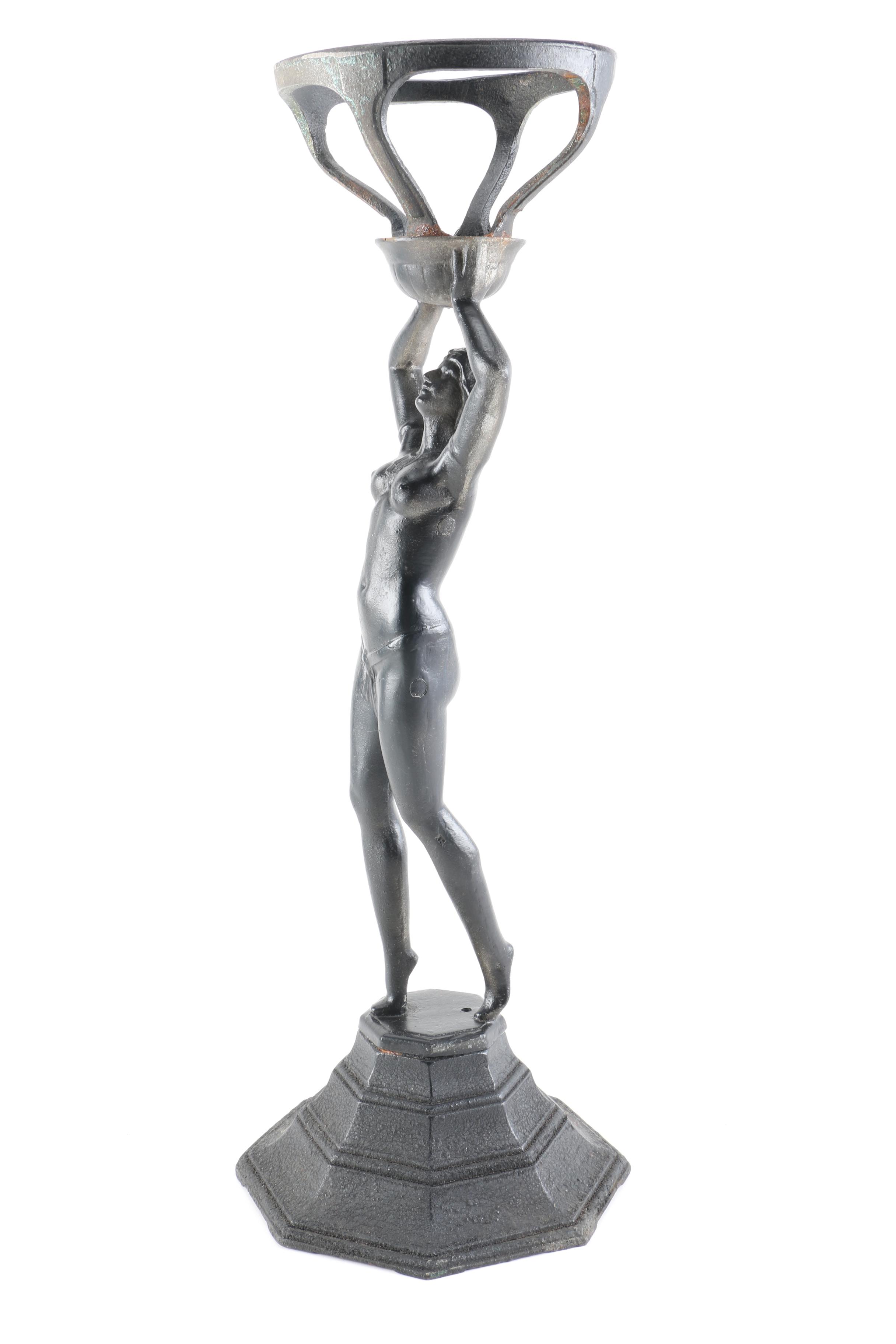 Art Deco Cast Metal Ash Receiver Stand