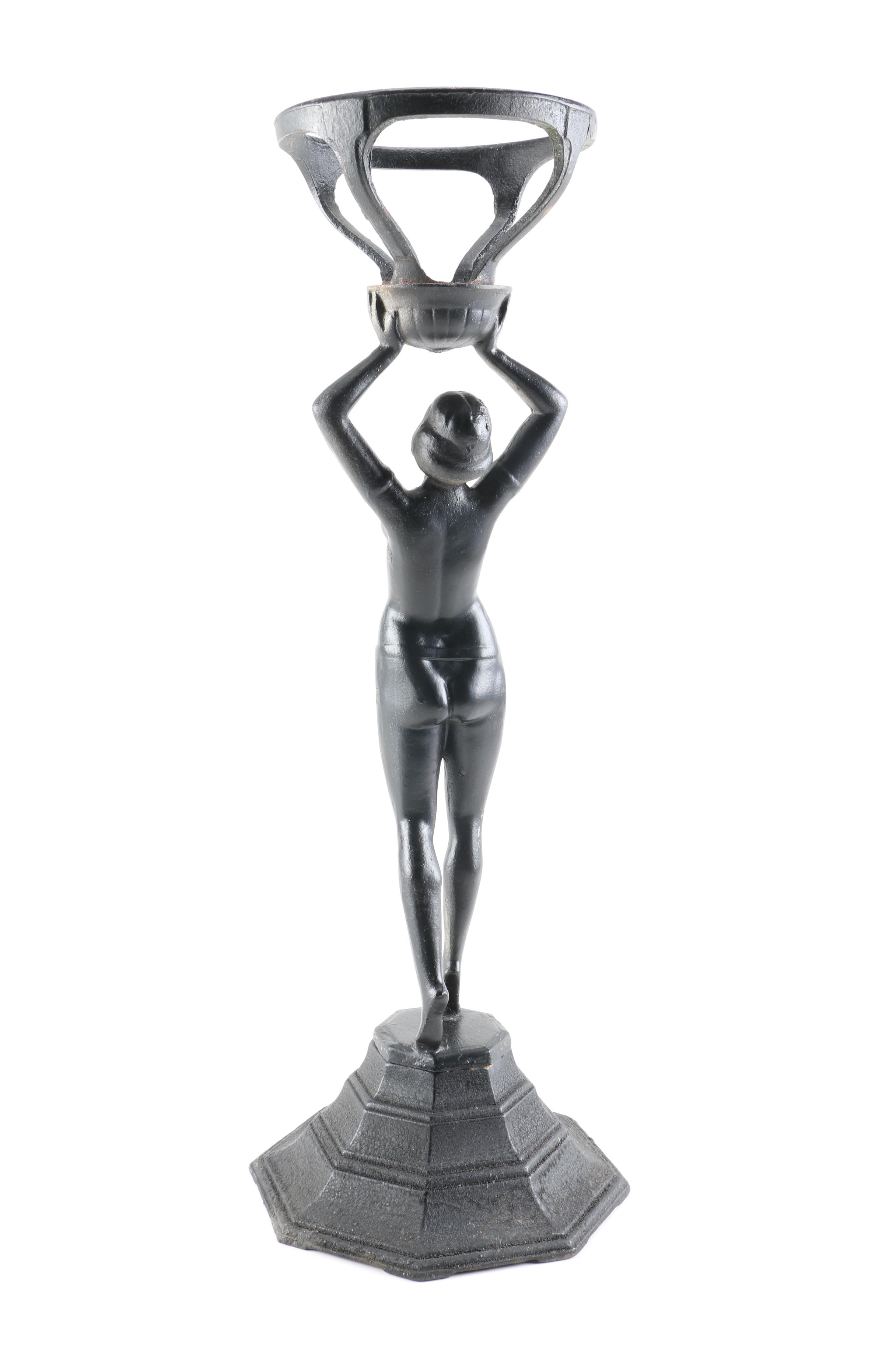 Art Deco Cast Metal Ash Receiver Stand