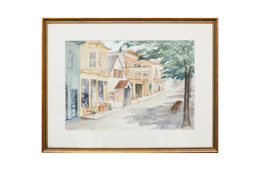 Frederick Burns Watercolor of Manlius, New York Village Street