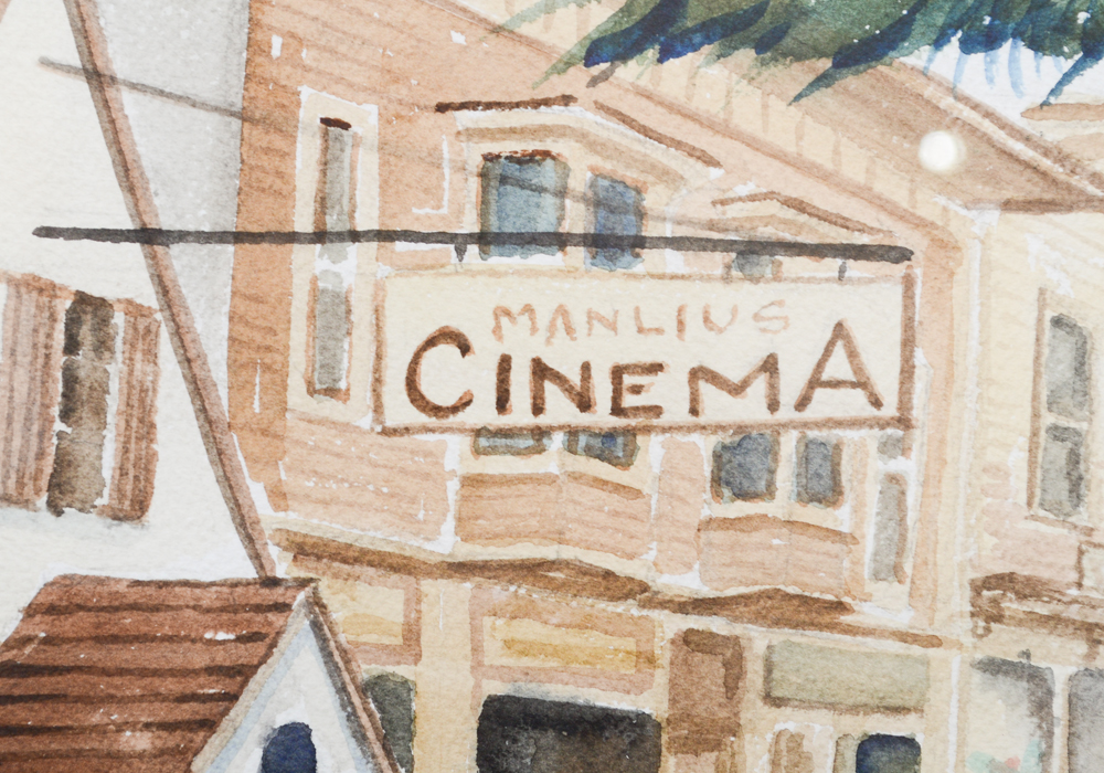 Frederick Burns Watercolor of Manlius, New York Village Street